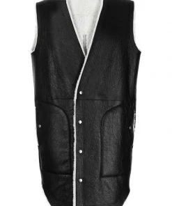 ( Nouvelle Collection ) Rick Owens Gilet En Cuir à Bords Contrastants 911 BLACK/MILK