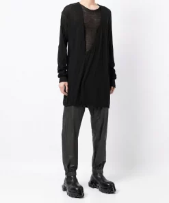Rick Owens 09 BLACK Haut Drapé à Effet De Transparence Homme -Rick Owens Soldes 17428529 36221623 600