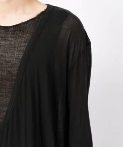 Rick Owens 09 BLACK Haut Drapé à Effet De Transparence Homme -Rick Owens Soldes 17428529 36221625 600