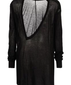 Rick Owens 09 BLACK Haut Drapé à Effet De Transparence Homme