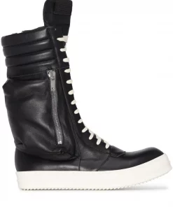 ( Nouvelle Collection ) Rick Owens Baskets Montantes Cargo Basket 91 BLACK / MILK