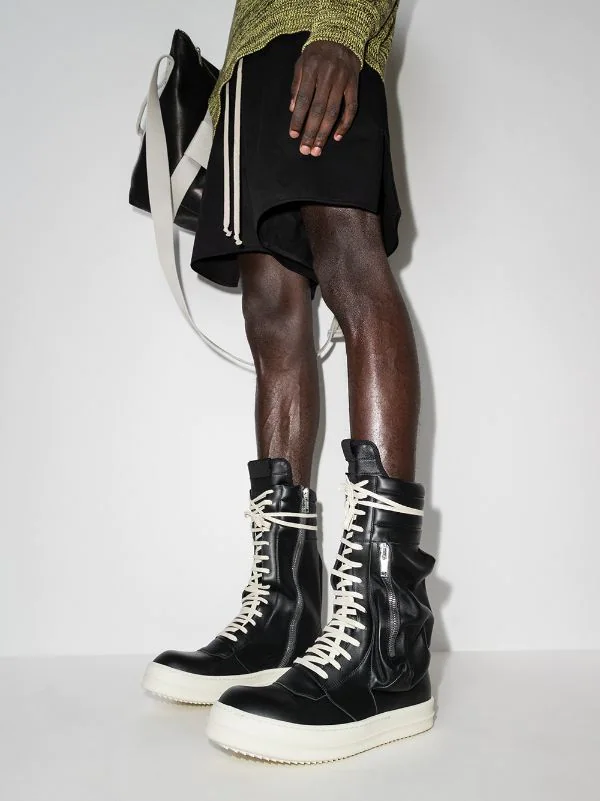 ( Nouvelle Collection ) Rick Owens Baskets Montantes Cargo Basket 91 BLACK / MILK 4 ( Nouvelle Collection ) Rick Owens Baskets Montantes Cargo Basket 91 BLACK / MILK – Image 2