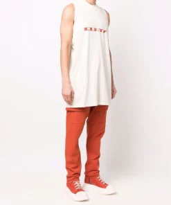 ( Nouvelle Collection ) Rick Owens Débardeur à Imprimé Graphique 2153 NATURAL/ORANGE -Rick Owens Soldes 17551442 38406954 600