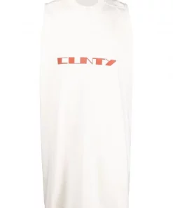 ( Nouvelle Collection ) Rick Owens Débardeur à Imprimé Graphique 2153 NATURAL/ORANGE