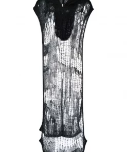 ( Nouvelle Collection ) Rick Owens 09 BLACK Poncho Spider En Maille Femme