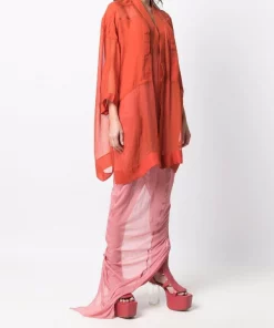 ( Nouvelle Collection ) Rick Owens Chemise En Soie à Coupe Ample 53 ORANGE -Rick Owens Soldes 17551453 36506557 600