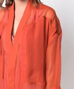 ( Nouvelle Collection ) Rick Owens Chemise En Soie à Coupe Ample 53 ORANGE -Rick Owens Soldes 17551453 36506569 600