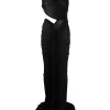 ( Nouvelle Collection ) Rick Owens 09 BLACK Robe Longue Asymétrique à Une épaule Femme -Rick Owens Soldes 17551457 36551042 600
