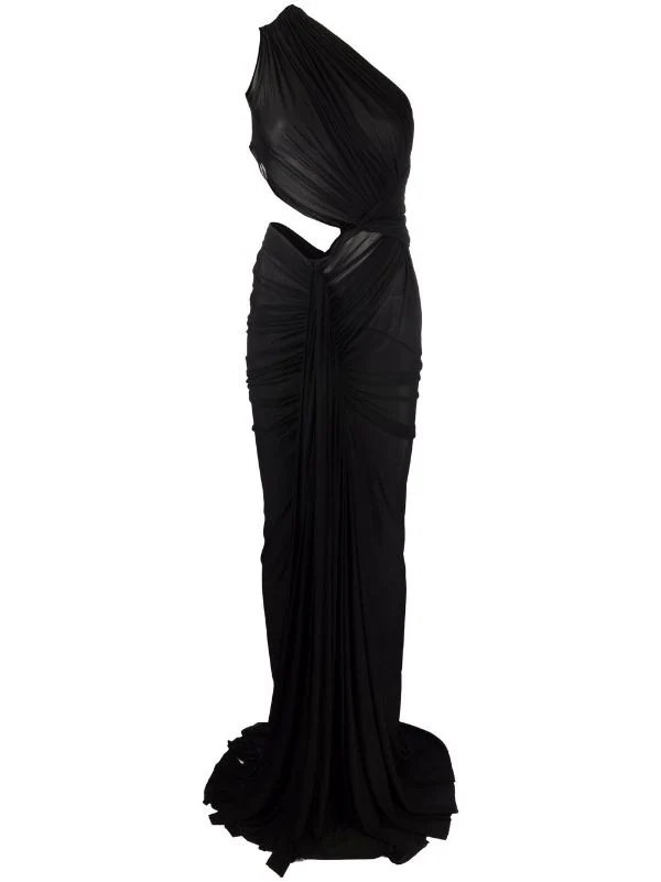 ( Nouvelle Collection ) Rick Owens 09 BLACK Robe Longue Asymétrique à Une épaule Femme 3 ( Nouvelle Collection ) Rick Owens 09 BLACK Robe Longue Asymétrique à Une épaule Femme