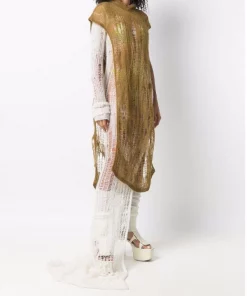 ( Nouvelle Collection ) Rick Owens Poncho En Maille Ajourée Femme -Rick Owens Soldes 17552251 36526962 600