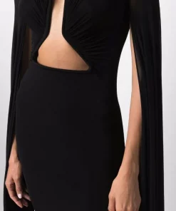 Rick Owens Robe Longue à Manches Drapées 09 BLACK -Rick Owens Soldes 17552263 36531406 600