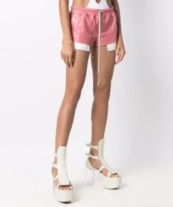 Rick Owens Short En Cuir à Lien De Resserrage 83 DIRTY PINK -Rick Owens Soldes 17552272 36513740 600