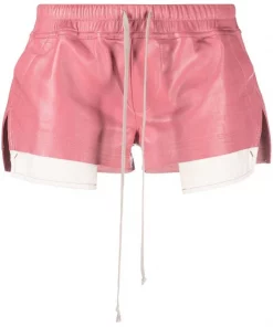 Rick Owens Short En Cuir à Lien De Resserrage 83 DIRTY PINK