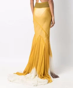 ( Nouvelle Collection ) Rick Owens 2172 NATURAL/SULPHATE Jupe Divine à Ourlet Drapé Femme -Rick Owens Soldes 17552275 36508561 600