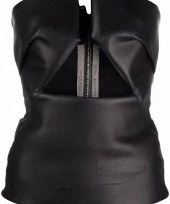 ( Nouvelle Collection ) Rick Owens 09 BLACK Haut-bustier à Découpes Femme