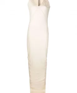 ( Nouvelle Collection ) Rick Owens 21 NATURAL Robe Froncée à Col V Femme