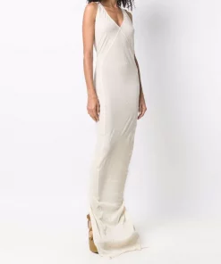 ( Nouvelle Collection ) Rick Owens 21 NATURAL Robe Froncée à Col V Femme -Rick Owens Soldes 17553077 36551166 600