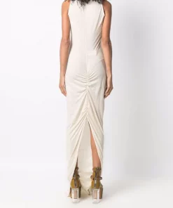 ( Nouvelle Collection ) Rick Owens 21 NATURAL Robe Froncée à Col V Femme -Rick Owens Soldes 17553077 36551175 600
