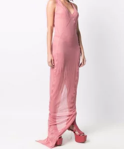 ( Nouvelle Collection ) Rick Owens Robe Longue à Col V Femme -Rick Owens Soldes 17553078 36508363 600