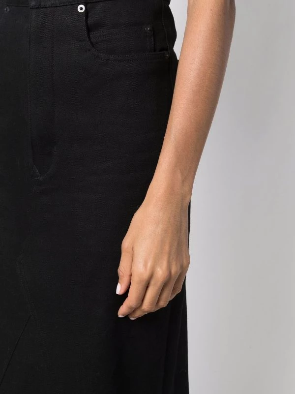 ( Nouvelle Collection ) Rick Owens Jupe évasée En Jean à Taille Haute 09 BLACK 7 ( Nouvelle Collection ) Rick Owens Jupe évasée En Jean à Taille Haute 09 BLACK – Image 5