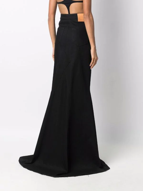 ( Nouvelle Collection ) Rick Owens Jupe évasée En Jean à Taille Haute 09 BLACK 6 ( Nouvelle Collection ) Rick Owens Jupe évasée En Jean à Taille Haute 09 BLACK – Image 4