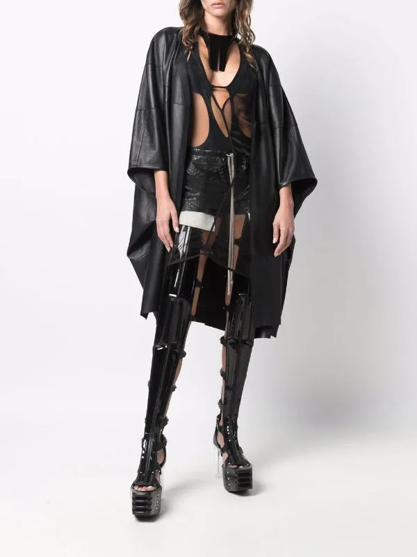 ( Nouvelle Collection ) Rick Owens Caban Tecuatl à Manches Crop 09 BLACK 4 ( Nouvelle Collection ) Rick Owens Caban Tecuatl à Manches Crop 09 BLACK – Image 2