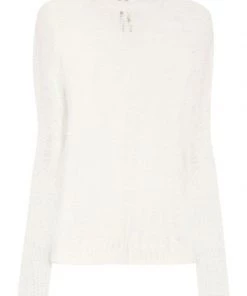 ( Nouvelle Collection ) Rick Owens 21 NATURAL Pull En Maille Ajourée à Col Rond Femme