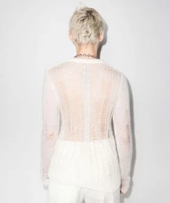 ( Nouvelle Collection ) Rick Owens 21 NATURAL Pull En Maille Ajourée à Col Rond Femme -Rick Owens Soldes 17573619 39170975 600