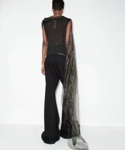 ( Nouvelle Collection ) Rick Owens 09 BLACK Haut Drapé à Effet De Transparence Femme -Rick Owens Soldes 17574454 39328918 600