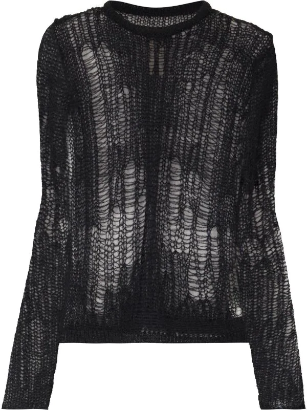 ( Nouvelle Collection ) Rick Owens Haut En Maille Ajourée à Col Rond 09 BLACK 3 ( Nouvelle Collection ) Rick Owens Haut En Maille Ajourée à Col Rond 09 BLACK