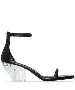 ( Nouvelle Collection ) Rick Owens 090 BLACK/CLEAR Sandales à Talon épais Transparent 80mm Femme