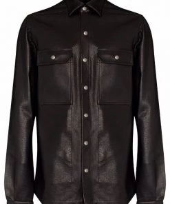 ( Nouvelle Collection ) Rick Owens Surchemise En Cuir 09 BLACK