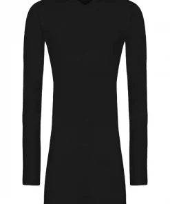 ( Nouvelle Collection ) Rick Owens 09 BLACK Hoodie Nervuré à Effet De Transparence Homme