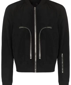 ( Nouvelle Collection ) Rick Owens Veste Bomber Bauhaus à Détails De Zips 09 BLACK