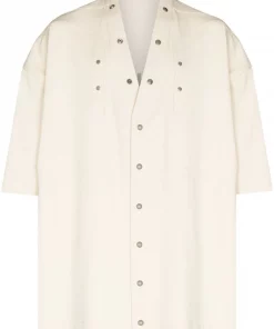 ( Nouvelle Collection ) Rick Owens Chemise Faun Ă Boutons Pression 21 NATURAL