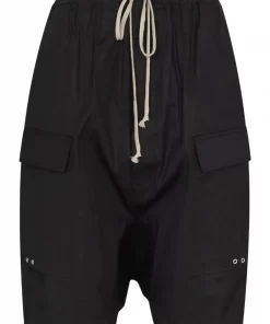 ( Nouvelle Collection ) Rick Owens 09 BLACK Short Sarouel à Poches Cargo Homme
