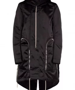 ( Nouvelle Collection ) Rick Owens Parka Bauhaus à Effet Satiné 09 BLACK