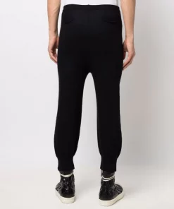 ( Nouvelle Collection ) Rick Owens 09 BLACK Pantalon De Jogging En Cachemire à Taille à Lien De Resserrage Homme -Rick Owens Soldes 17705958 37714291 600