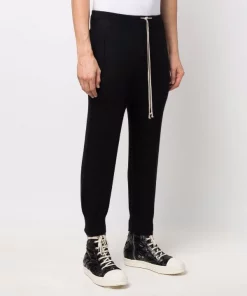 ( Nouvelle Collection ) Rick Owens 09 BLACK Pantalon De Jogging En Cachemire à Taille à Lien De Resserrage Homme -Rick Owens Soldes 17705958 37714293 600