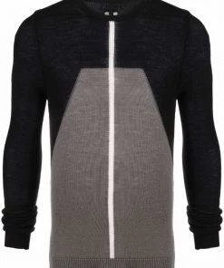 ( Nouvelle Collection ) Rick Owens Pull En Laine Vierge à Design à Empiècements Homme