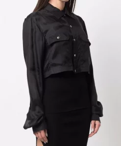 ( Nouvelle Collection ) Rick Owens Chemise Crop à Fini Satiné Femme -Rick Owens Soldes 17705983 37733403 600