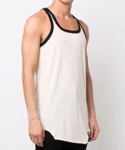 ( Nouvelle Collection ) Rick Owens 2109 NATURAL/BLACK Débardeur à Bords Contrastants Homme -Rick Owens Soldes 17705991 37734631 600