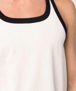 ( Nouvelle Collection ) Rick Owens 2109 NATURAL/BLACK Débardeur à Bords Contrastants Homme -Rick Owens Soldes 17705991 37734634 600