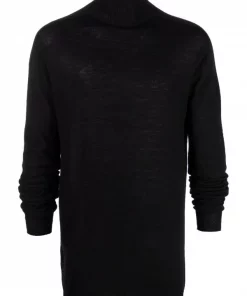 ( Nouvelle Collection ) Rick Owens 09 BLACK Pull à Col Roulé Homme