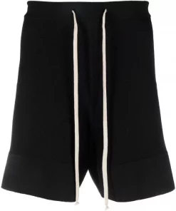 ( Nouvelle Collection ) Rick Owens 09 BLACK Short De Sport à Taille à Lien De Resserrage Homme