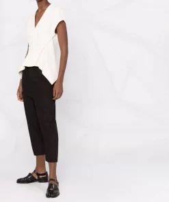 ( Nouvelle Collection ) Rick Owens 09 BLACK Pantalon Astaires Court à Lien De Resserrage Femme -Rick Owens Soldes 17706764 37383311 600