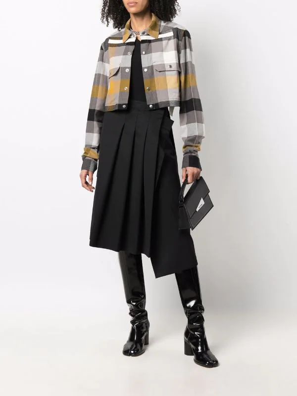 ( Nouvelle Collection ) Rick Owens Chemise Crop à Carreaux 34P DUST PLAID 4 ( Nouvelle Collection ) Rick Owens Chemise Crop à Carreaux 34P DUST PLAID – Image 2