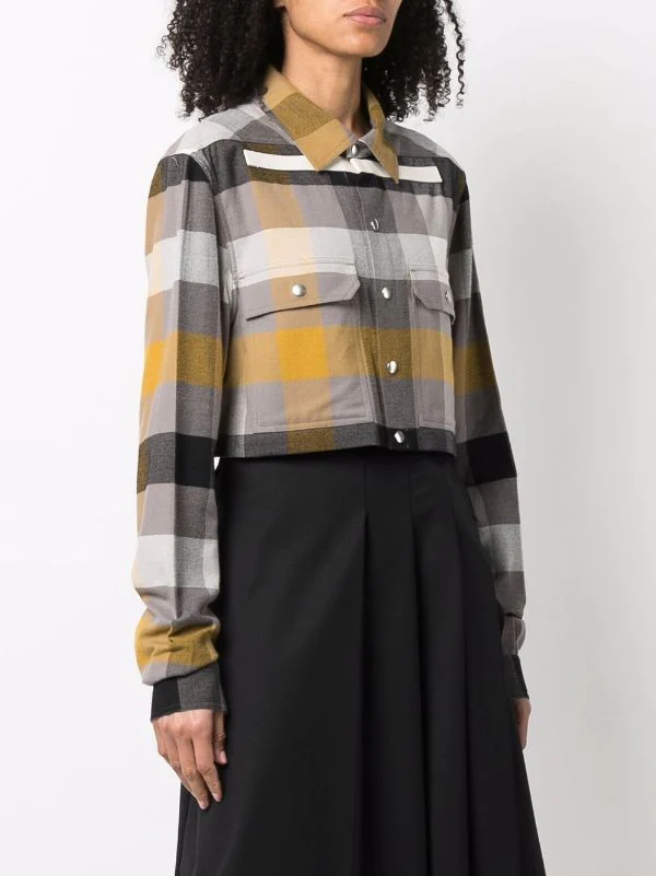( Nouvelle Collection ) Rick Owens Chemise Crop à Carreaux 34P DUST PLAID 5 ( Nouvelle Collection ) Rick Owens Chemise Crop à Carreaux 34P DUST PLAID – Image 3