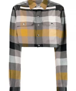 ( Nouvelle Collection ) Rick Owens Chemise Crop Ă Carreaux 34P DUST PLAID
