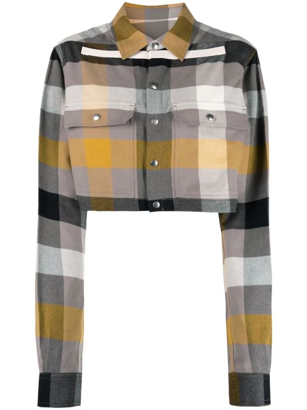 ( Nouvelle Collection ) Rick Owens Chemise Crop à Carreaux 34P DUST PLAID 3 ( Nouvelle Collection ) Rick Owens Chemise Crop à Carreaux 34P DUST PLAID